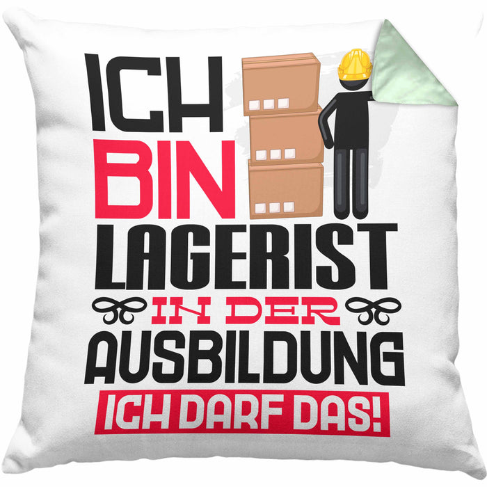 Lagerist Ausbildung Kissen mit Füllung 40x40 Geschenk Ich Bin Lagerist In Der Ausbildung Ich Darf Das Geschenkidee Spruch (Grau) Grün Trendation