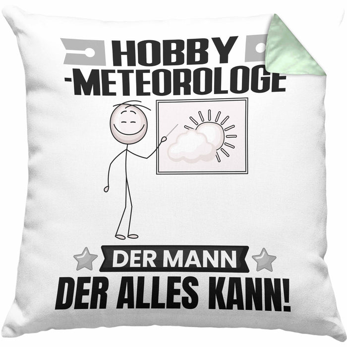 Hobbymeteorologe Kissen mit Füllung 40x40 Geschenk für Hobbymeteorologe Der Mann Der Alles Kann Geschenkidee zum Geburtstag (Grau) Grün Trendation