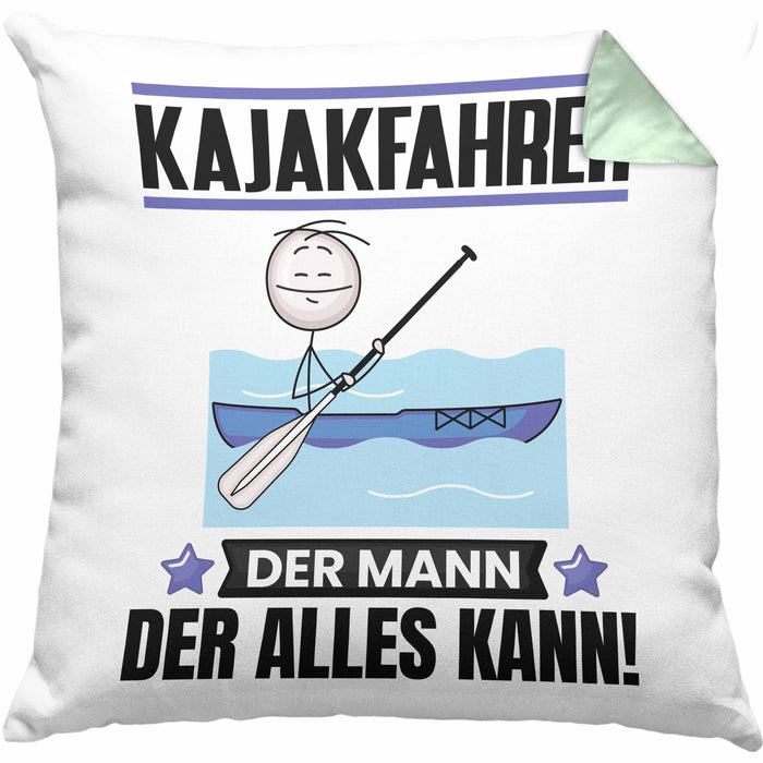 Kajakfahrer Kissen mit Füllung 40x40 Geschenk für Kajakfahrer Der Mann Der Alles Kann Geschenkidee zum Geburtstag (Grau) Grün Trendation