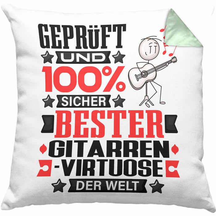 Gitarrenvirtuose Geschenk Lustiger Spruch für Gitarrenvirtuose Geschenkidee Bester Gitarrenvirtuose Der WeltKissen mit Füllung 40x40 (Grau) Grün Trendation