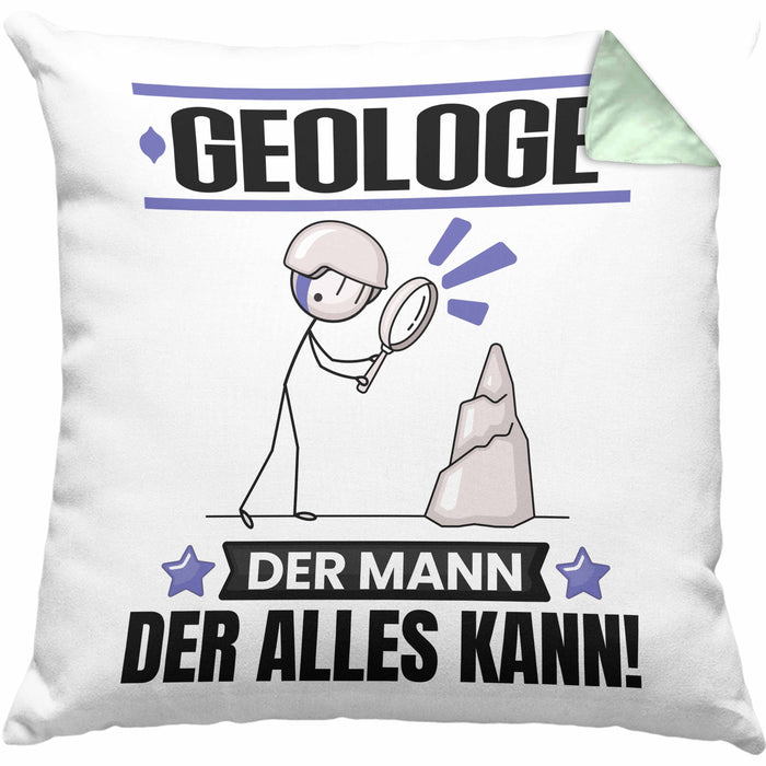 Geologe Kissen mit Füllung 40x40 Geschenk für Geologe Der Mann Der Alles Kann Geschenkidee zum Geburtstag (Grau) Grün Trendation