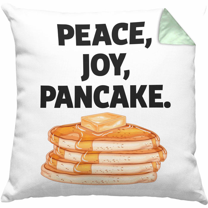 Peace Joy Pancake Kissen mit Füllung 40x40 Geschenk Pfannkuchen Eierkuchen Liebhaber (Grau) Grün Trendation