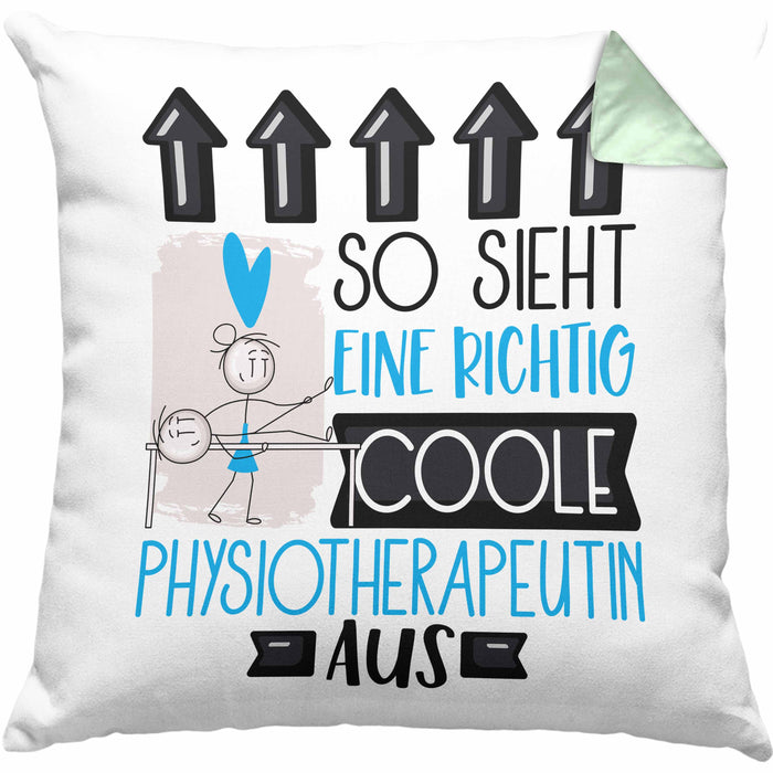 Physiotherapeutin Geschenk Kissen mit Füllung 40x40 Lustig Geschenkidee für Physiotherapeutin Geburtstag So Sieht Eine Richtig Coole Physiotherapeutin Aus Frauen Spruch (Grau) Grün Trendation