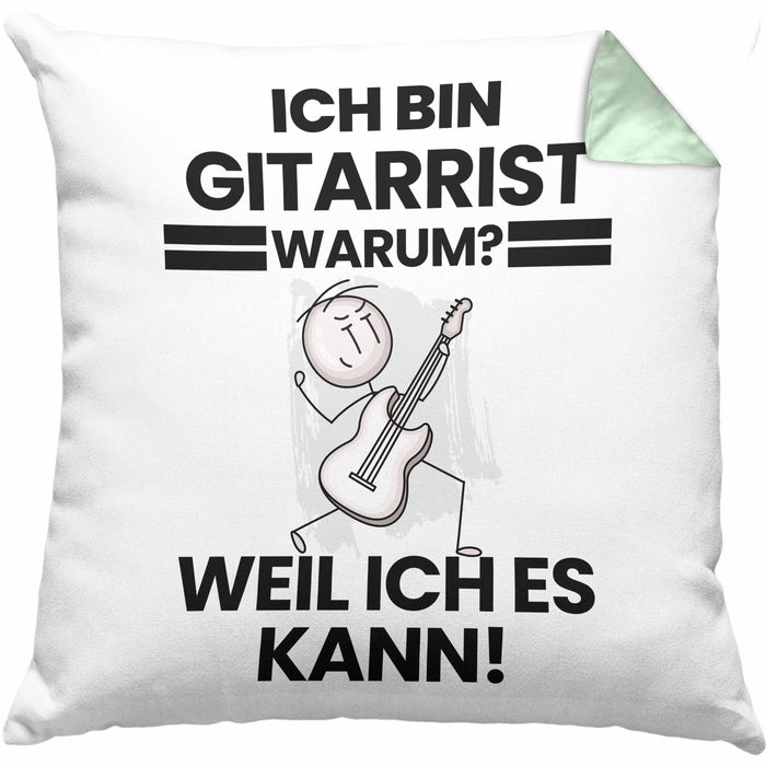 Gitarrist Geschenk Kissen mit Füllung 40x40 Lustiger Spruch Ich Bin Gitarrist Warum Weil Ich Es Kann Geschenkidee Bester Gitarrist Geburtstag (Grau) Grün Trendation