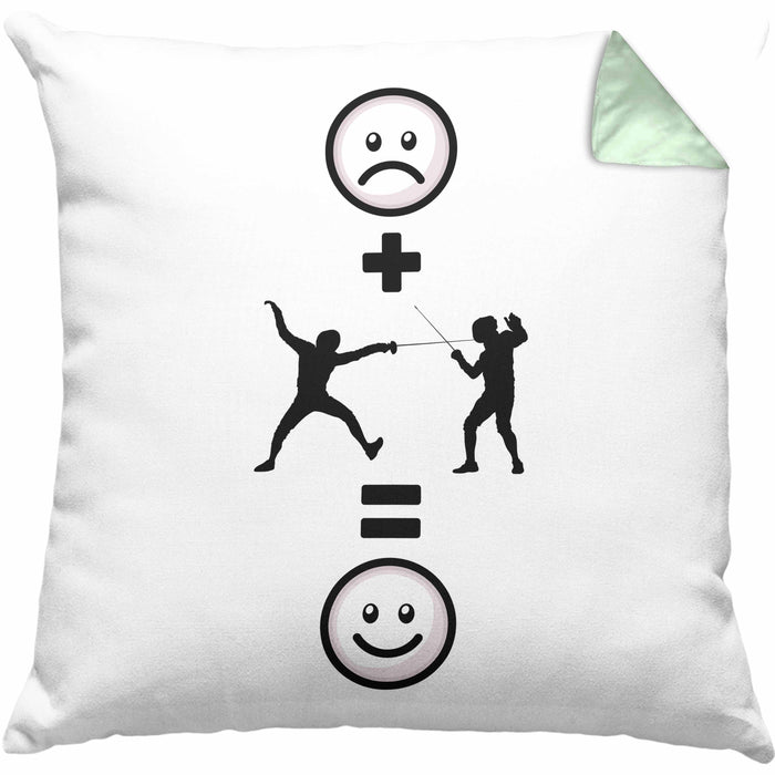 Fechten Kissen mit Füllung 40x40 Geschenk für Fechter :( + fechten = :) Lustige Geschenkidee Geburtstag (Grau) Grün Trendation