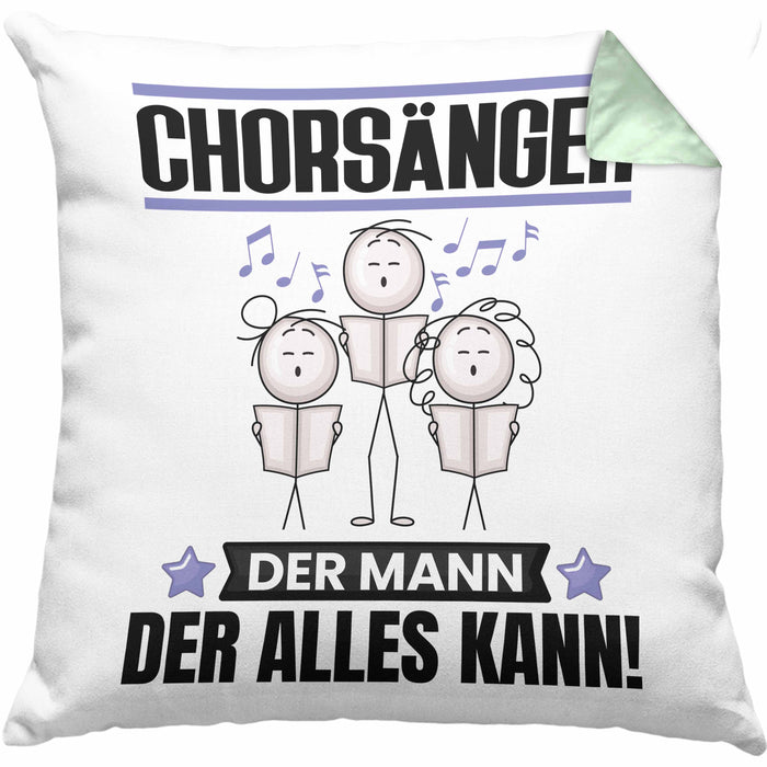 Chorsänger Kissen mit Füllung 40x40 Geschenk für Chorsänger Der Mann Der Alles Kann Geschenkidee zum Geburtstag (Grau) Grün Trendation