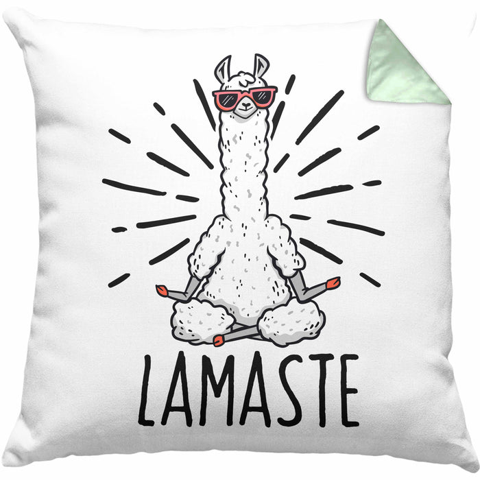 Llama Meditations-Kissen mit Füllung 40x40 Geschenk für Meditationsliebhaber Meditieren (Grau) Grün Trendation