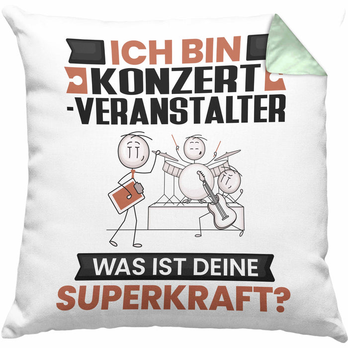 Konzertveranstalter Kissen mit Füllung 40x40 Geschenk für Konzertveranstalter Geburtstag Lustiger Spruch Was Ist Deine Superkraft (Grau) Grün Trendation