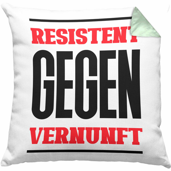 System Kissen mit Füllung 40x40 Geschenk Spruch Lustig Resistent Gegen Vernupft Geschenkidee Geburtstag (Grau) Grün Trendation
