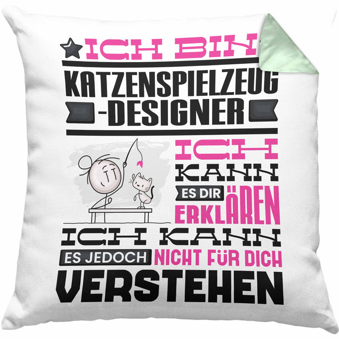 Katzenspielzeug-Designer Geschenk Kaffee-Kissen mit Füllung 40x40 Geschenkidee für Katzenspielzeug-Designer Ich Bin Katzenspielzeug-Designer Ich Kann Es Dir Erklären Jedoch Nicht Für Dich Verstehen Spruch Lustig (Grau) Grün Trendation
