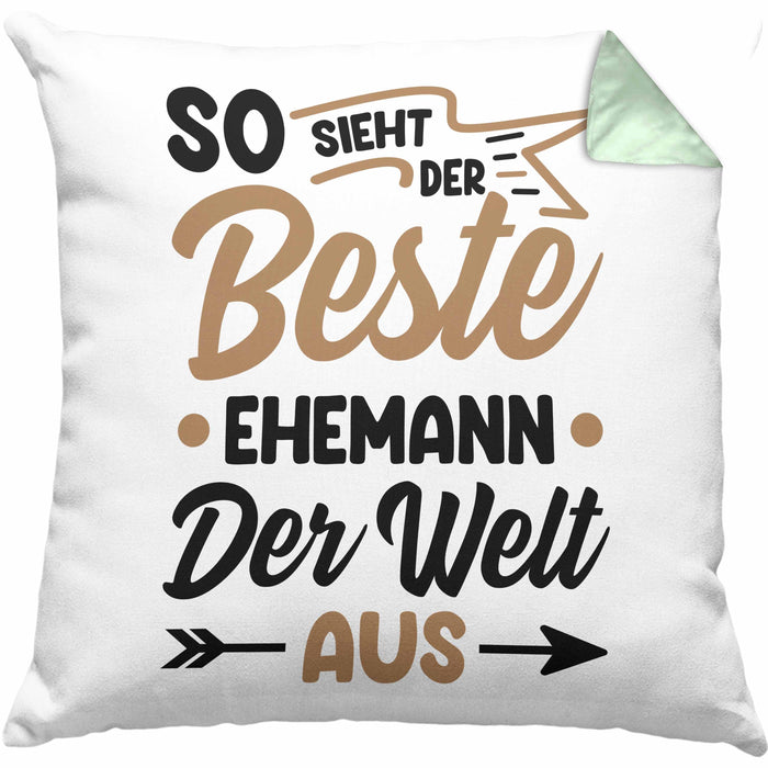 Ehemann Geschenk Kissen mit Füllung 40x40 So Sieht Der Beste Ehemann Der Welt Aus Jahrestag Geschenkidee Gag Joke (Grau) Grün Trendation