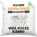 Serienjunkie Geschenk Kissen mit Füllung 40x40 Lustiger Spruch Ich Bin Serienjunkie Warum Weil Ich Es Kann Geschenkidee Bester Serienjunkie Geburtstag (Grau) Grün Trendation