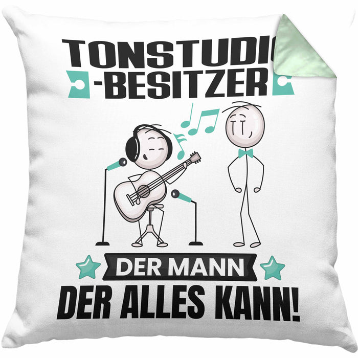 Tonstudio-Besitzer Kissen mit Füllung 40x40 Geschenk für Tonstudio-Besitzer Der Mann Der Alles Kann Geschenkidee zum Geburtstag (Grau) Grün Trendation