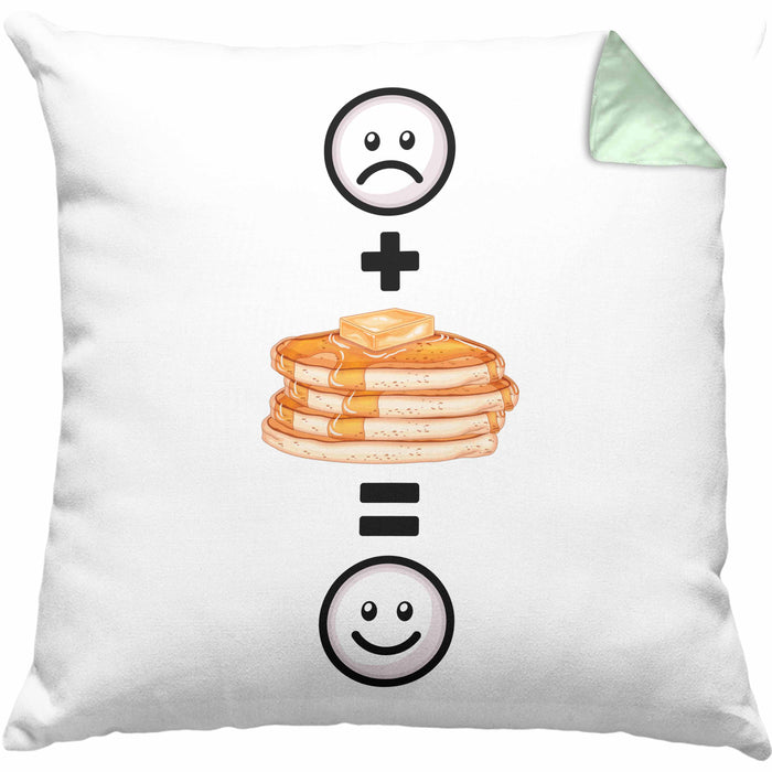 Pfannkuchen Pancaked Kissen mit Füllung 40x40 Geschenk für Pfannkuchen-Liebhaber Lustige Geschenkidee :( + Pfannkuchen = :) Geburtstag (Grau) Grün Trendation