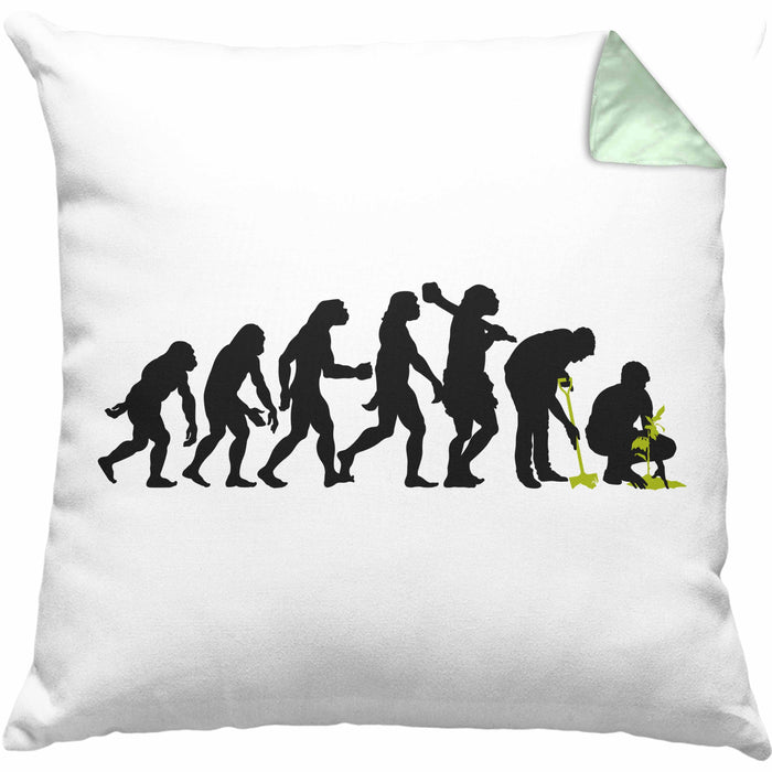 Gärtner Evolution Kissen mit Füllung 40x40 mit Spruch Garten Hobbygärtner Gärtner Geschenk Lustig Gärtnerin Geschenkidee (Grau) Grün Trendation