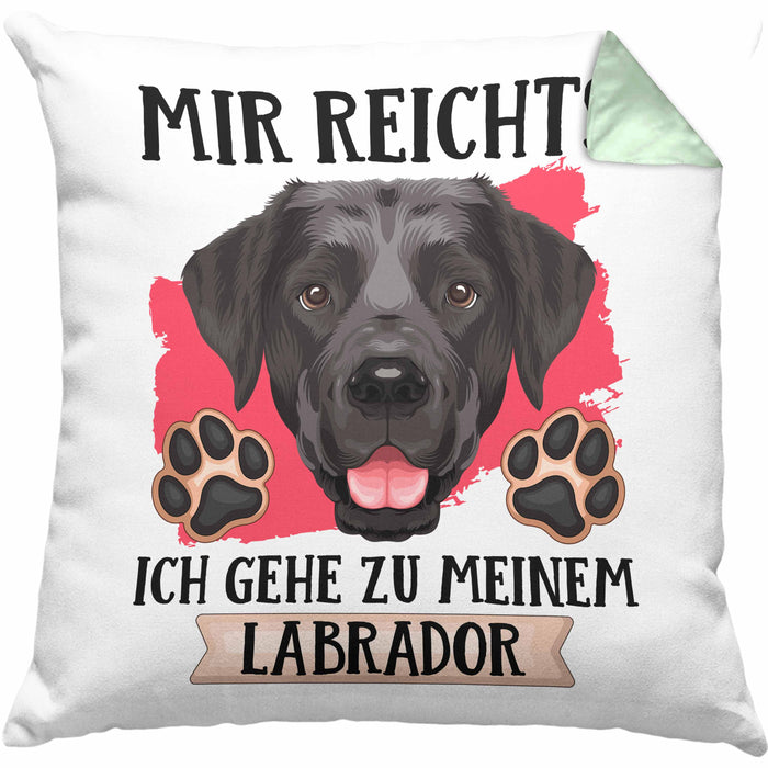 Labrador Besitzer Kissen mit Füllung 40x40 Geschenk Lustiger Spruch Geschenkidee Mir Reichts Ich Geh Zu Meinem Labrador (Grau) Grün Trendation
