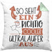 So Sieht Ein Richtig Cooler Ultraläufer Aus Kissen mit Füllung 40x40 Geschenk für Ultra Marathon Läufer Geburtstag Geschenkdiee (Grau) Grün Trendation