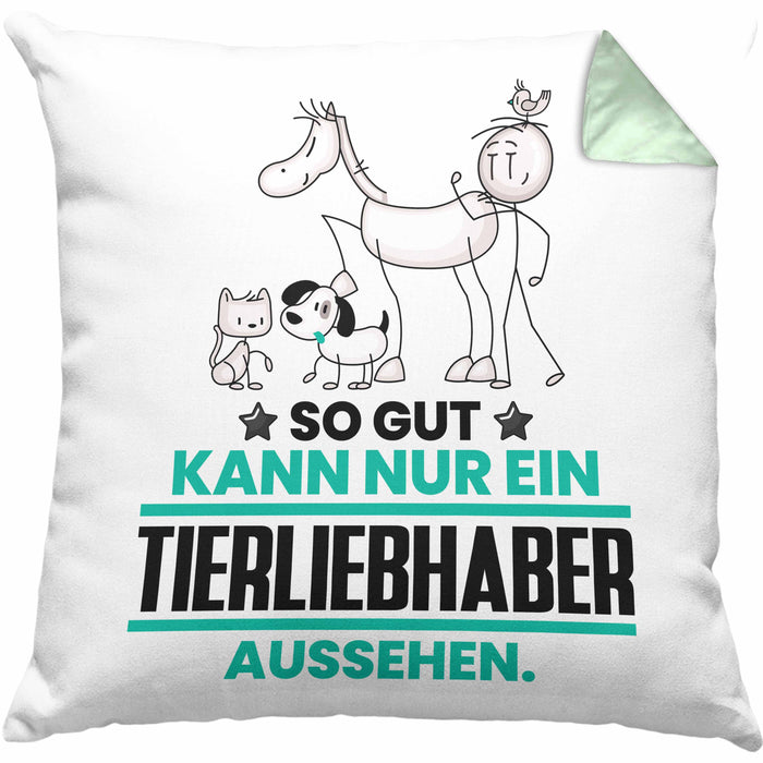Tierwohlhaber Geschenk Kissen mit Füllung 40x40 So Gut Kann Nur Ein Tierwohlhaber Aussehen Geschenkidee (Grau) Grün Trendation