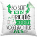 Vogelzüchter Kissen mit Füllung 40x40 So Sieht Ein Richtig Cooler Vogelzüchter Aus Geschenk Lustiger Spruch Geschenkidee (Grau) Grün Trendation