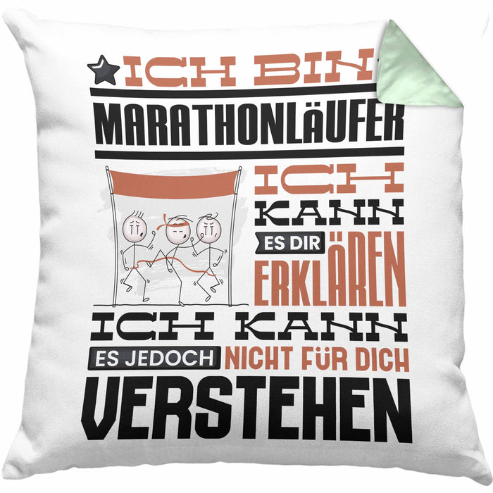 Marathonläufer Geschenk Kaffee-Kissen mit Füllung 40x40 Geschenkidee für Marathonläufer Ich Bin Marathonläufer Ich Kann Es Dir Erklären Jedoch Nicht Für Dich Verstehen Spruch Lustig (Grau) Grün Trendation