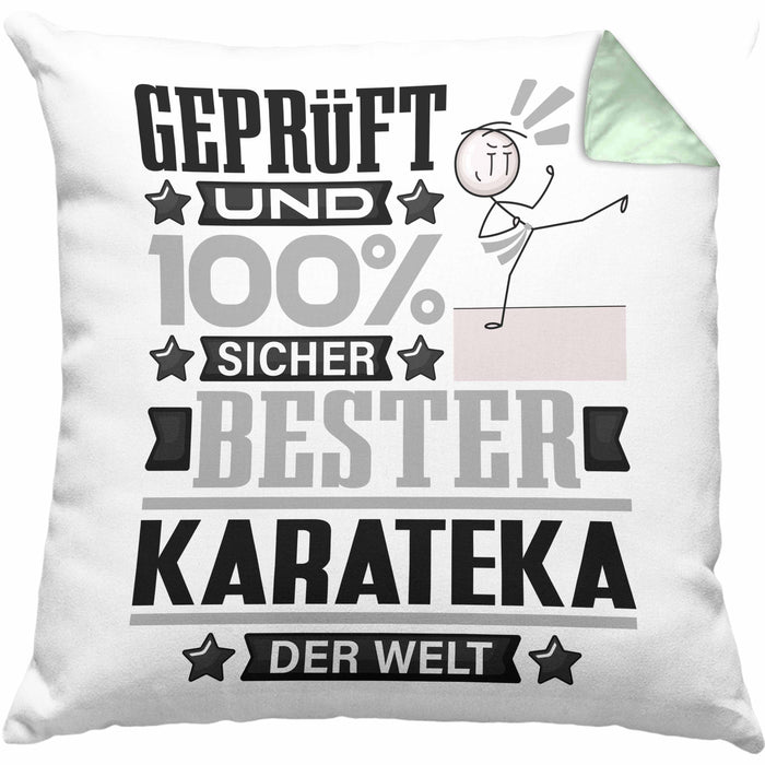 Karateka Geschenk Lustiger Spruch für Karateka Geschenkidee Bester Karateka Der WeltKissen mit Füllung 40x40 (Grau) Grün Trendation
