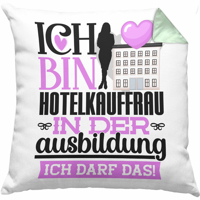 Hotelkauffrau Ausbildung Start Geschenk Kissen mit Füllung 40x40 Ich Bin Hotelkauffrau In Der Ausbildung Ich Darf Das Geschenkidee (Grau) Grün Trendation