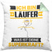 Läufer Kissen mit Füllung 40x40 Geschenk für Läufer Geburtstag Lustiger Spruch Was Ist Deine Superkraft (Grau) Grün Trendation