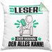 Leser Kissen mit Füllung 40x40 Geschenk für Leser Der Mann Der Alles Kann Geschenkidee zum Geburtstag (Grau) Grün Trendation