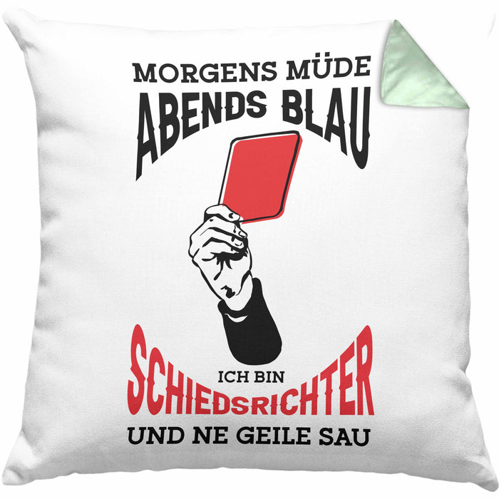 Schiedsrichter Kissen mit Füllung 40x40 Geschenk für Schiedsrichter mit Spruch (Grau) Grün Trendation
