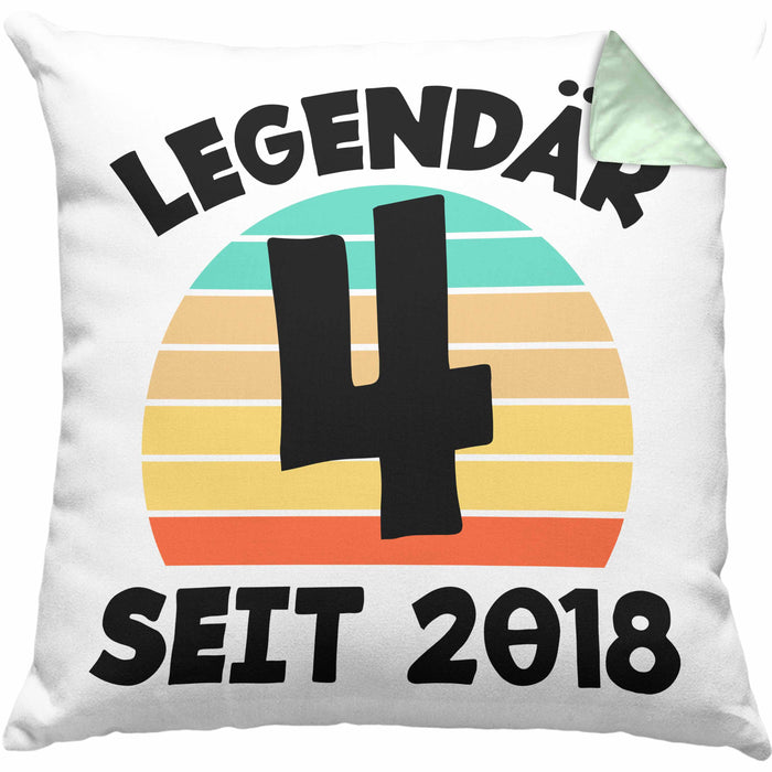 4. Geburtstag Kissen mit Füllung 40x40 Geschenk Lustiger Spruch 4er Bday Seit 2018 Geschenkidee Geburtstag (Grau) Grün Trendation