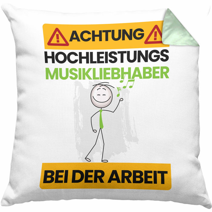 Musikliebhaber Kissen mit Füllung 40x40 Geschenk Lustiger Spruch Geschenkidee für Musikliebhaber Achtung Hochleistungs Musikliebhaber Bei Der Arbeit (Grau) Grün Trendation
