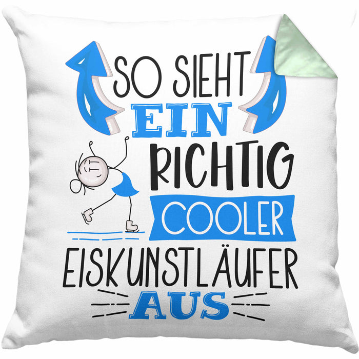 Eiskunstläufer Kissen mit Füllung 40x40 Geschenk So Sieht Ein Richtig Cooler Eiskunstläufer Aus Geschenkidee Spruch Lustig (Grau) Grün Trendation