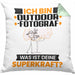 Outdoor-Fotograf Kissen mit Füllung 40x40 Geschenk für Outdoor-Fotograf Geburtstag Lustiger Spruch Was Ist Deine Superkraft (Grau) Grün Trendation