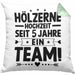 Hölzerne Hochzeit Kissen mit Füllung 40x40 Geschenk Ehemann Ehefrau Partner 5 Jahre Ein Team (Grau) Grün Trendation