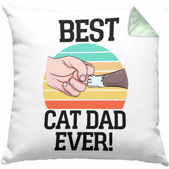 Geschenkidee für Katzen-Papa Kissen mit Füllung 40x40 Katzenmotiv Best Cat Dad Ever (Grau) Grün Trendation