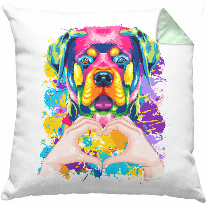 Rottweiler Besitzer Farbe Love Kissen mit Füllung 40x40 Geschenk Lustiger Spruch Geschenkidee Rottweiler Besitzerin (Grau) Grün Trendation