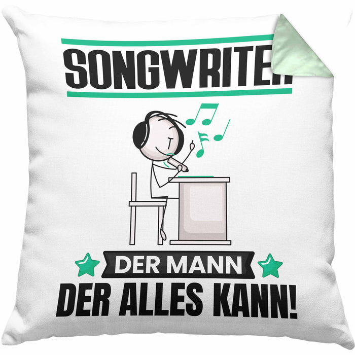 Songwriter Kissen mit Füllung 40x40 Geschenk für Songwriter Der Mann Der Alles Kann Geschenkidee zum Geburtstag (Grau) Grün Trendation