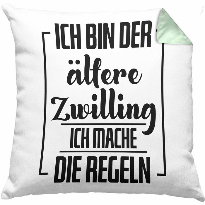 Lustige Kissen mit Füllung 40x40 für ältere Zwillinge Lustiges Geschenk mit Spruch (Grau) Grün Trendation