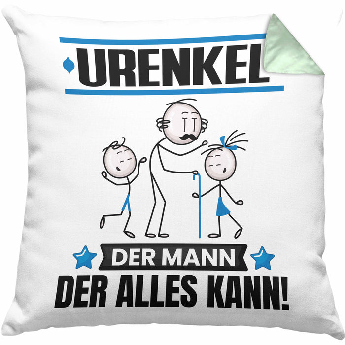 Urenkel Kissen mit Füllung 40x40 Geschenk für Urenkel Der Mann Der Alles Kann Geschenkidee zum Geburtstag (Grau) Grün Trendation