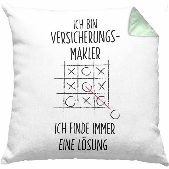 Versicherungsmakler Kissen mit Füllung 40x40 Geschenk Lustiger Spruch Ich Finde Immer Eine Lösung Kaffee (Grau) Grün Trendation