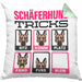 Schäferhund Besitzer Kissen mit Füllung 40x40 Geschenk Lustiger Spruch Geschenkidee Schäferhund Tricks Bleib (Grau) Grün Trendation