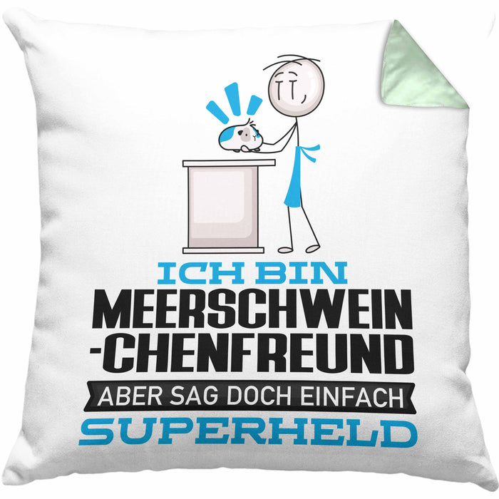 Meerschweinchenfreund Geschenk Kissen mit Füllung 40x40 Ich Bin Meerschweinchenfreund Aber Sag Doch Einfach Superheld Lustige Geschenkdiee für Meerschweinchenfreund (Grau) Grün Trendation