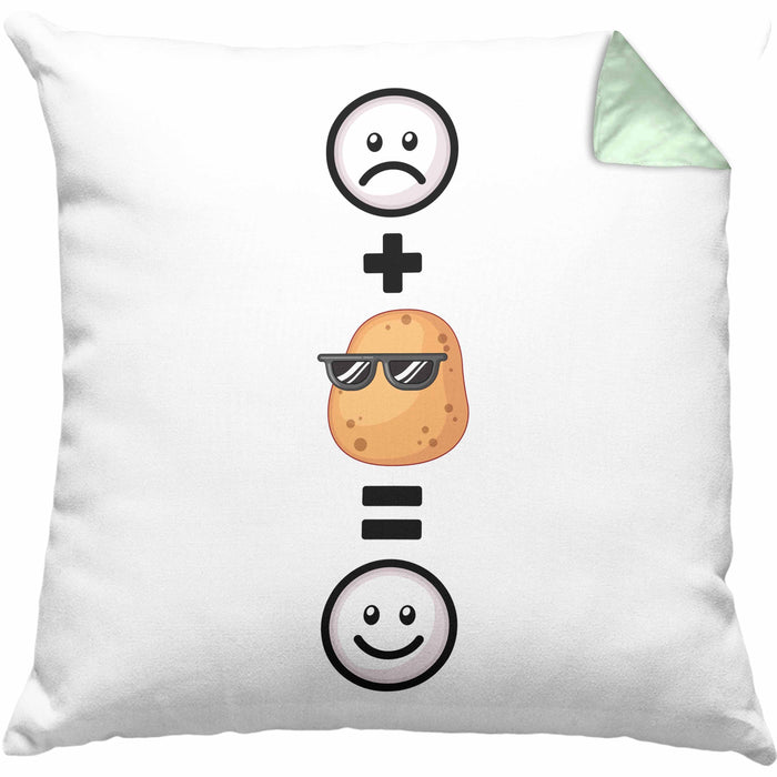 Kartoffel Kissen mit Füllung 40x40 Geschenk für Kartoffel-Fans Lustige Geschenkidee :( + Kartoffel = :) Geburtstag (Grau) Grün Trendation