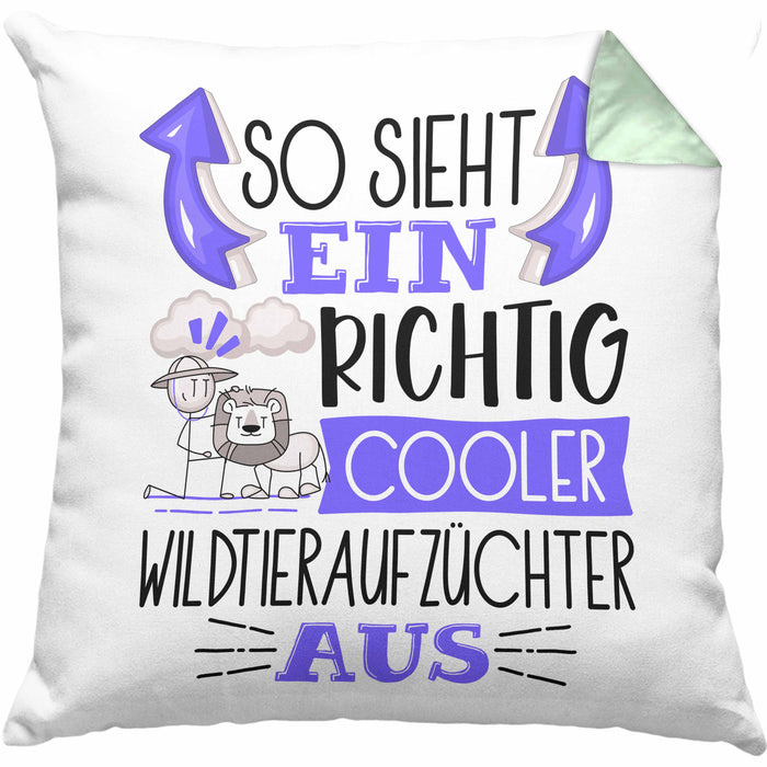 Wildtieraufzüchter Kissen mit Füllung 40x40 So Sieht Ein Richtig Cooler Wildtieraufzüchter Aus Geschenk Lustiger Spruch Geschenkidee (Grau) Grün Trendation