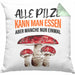 Pilzsammler Geschenk Kissen mit Füllung 40x40 Pilze Sammeln Geschenkidee Pilzsucher Pilzliebhaber (Grau) Grün Trendation