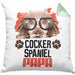 Cocker Spaniel Papa Besitzer Kissen mit Füllung 40x40 Geschenk Lustiger Spruch Geschenkidee Cocker Spaniel Liebhaber (Grau) Grün Trendation