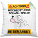 Squash-Spieler Kissen mit Füllung 40x40 Geschenk Lustiger Spruch Geschenkidee für Squash-Spieler Achtung Hochleistungs Squash-Spieler Bei Der Arbeit (Grau) Grün Trendation