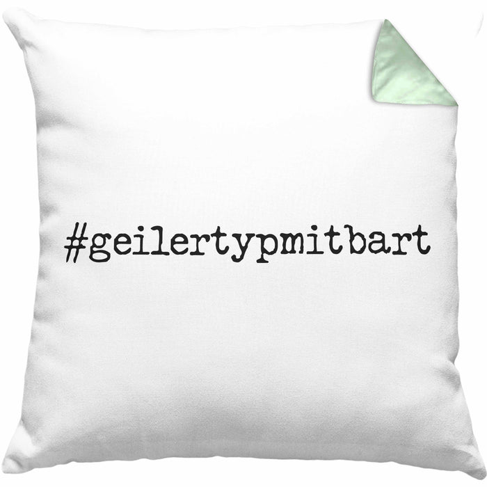 Bartträger Kissen mit Füllung 40x40 Geilertypmitbart Bart Geschenk Bart Lustig (Grau) Grün Trendation