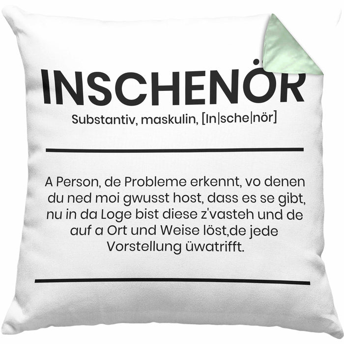 Ingenieur Kissen mit Füllung 40x40 Geschenk Ineschenör Geschenkidee Sprüche Ingenieurswesen Geschenkidee Definition (Grau) Grün Trendation