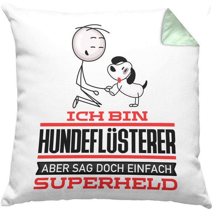 Hundeflüsterer Geschenk Kissen mit Füllung 40x40 Ich Bin Hundeflüsterer Aber Sag Doch Einfach Superheld Lustige Geschenkdiee für Hundeflüsterer (Grau) Grün Trendation
